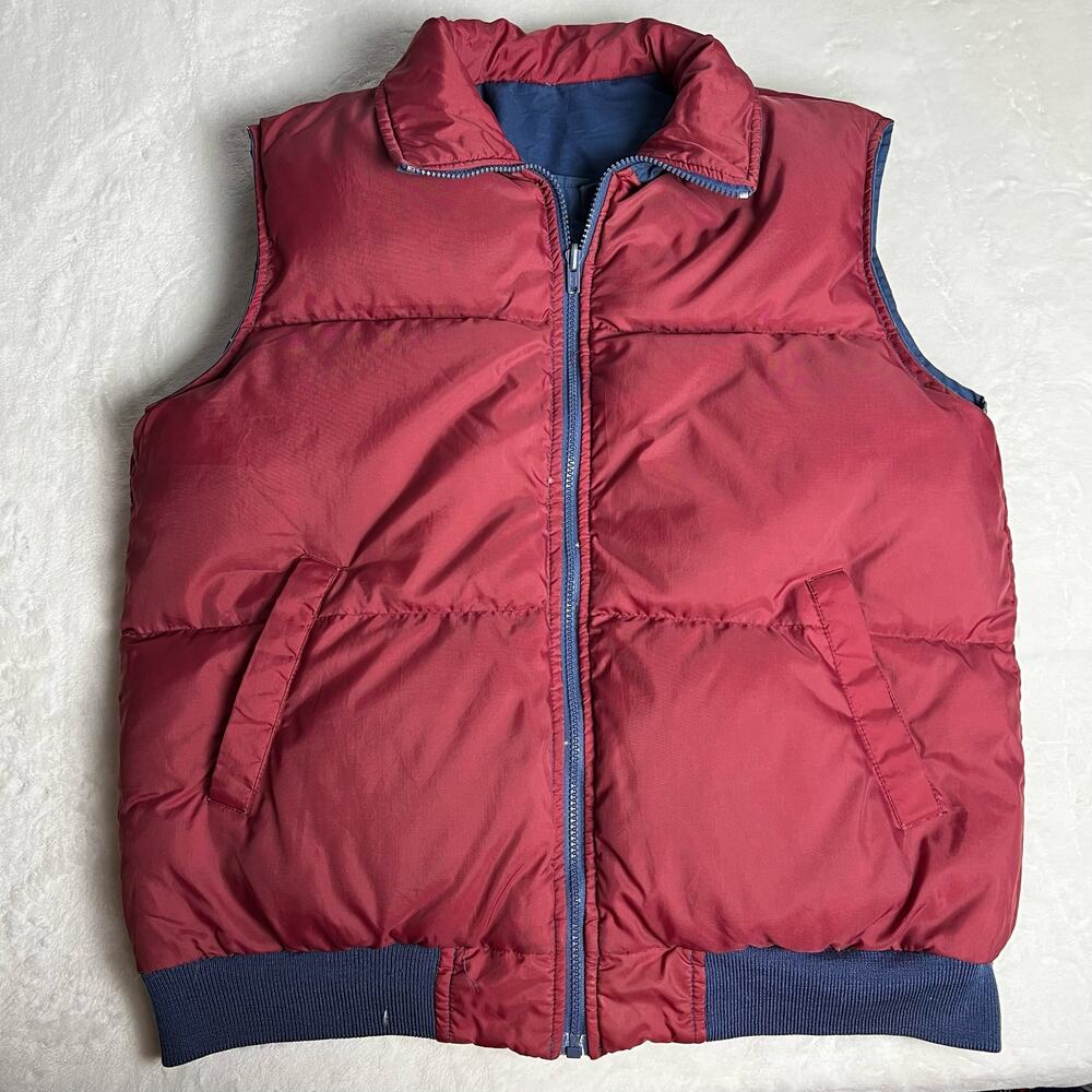 Outdoor Exchange down filled reversible fishing puffer vest Men's size Large